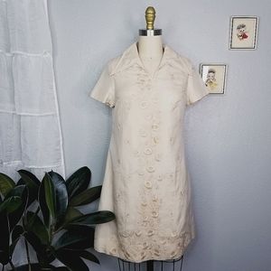 Vintage 60s mod embroidered mini dress xs